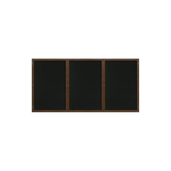 96"x48" 3-Door Wet/Dry Erase, Black Porcelain/Cherry Frame